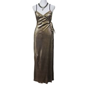 Show Me Your MUMU Gold Pleated Jane Jumpsuit